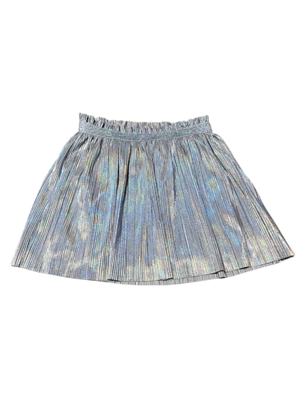 Wonder Nation Girls Size Large Pleated Skirt Iridescent Silver Elastic Waist NWT